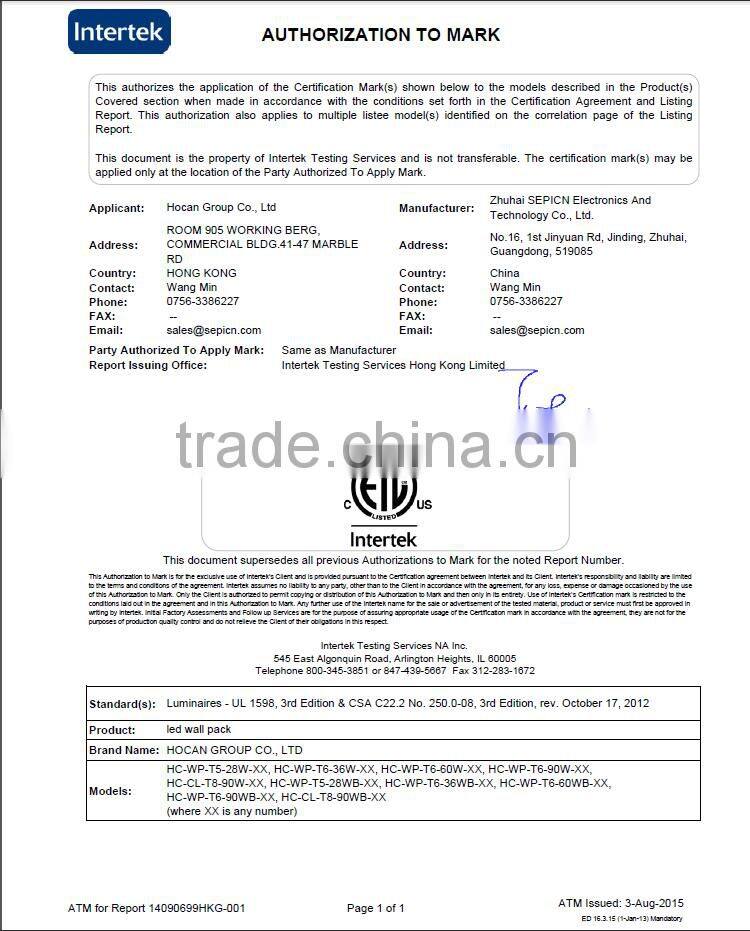 Factory Price List 90w Exterior Wall Sconce Fixture LED Wall Pack UL for US