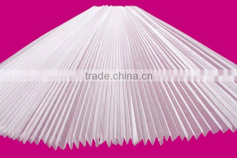 White and stiff pleated fabric lace mesh for wedding dresses or ballet