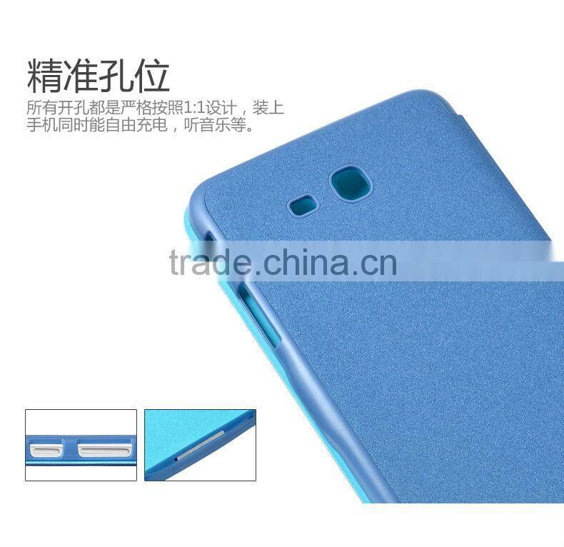 hot selling gold sand seaside pu case for samsung tab 3 lite T110/T320/P601