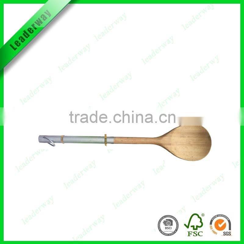 Kitchen gadget silicone baby scoop with bamboo handle