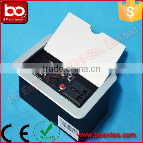 Aluminum Alloy Wire Drawing Panel Tabletop Flip Up Multifunctional Power Socket Box