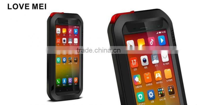love mei aluminum waterproof case for xiaomi 4 LOVE MEI Case Metal Gorilla Glass Cover case for xiaomi 4 love mei