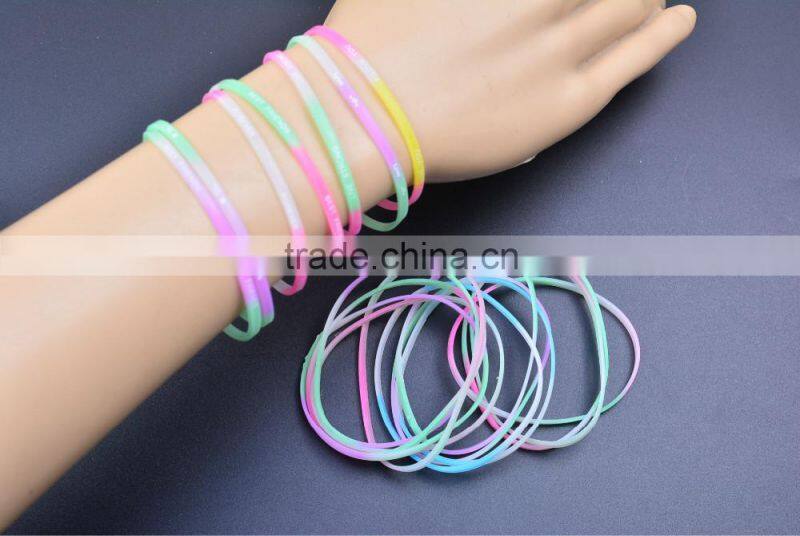 Wholesale Colorful Kids Wristband, Custom Elastic Silicone Bracelet Cheap