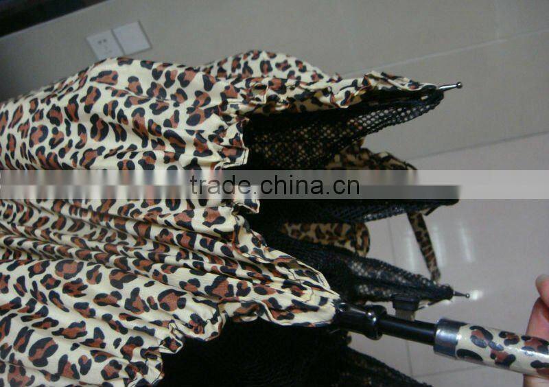 long curved handle fashion dome leopard pretty lady Umbrella