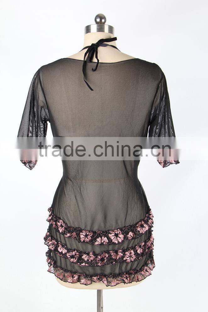 Hot selling flower fashion babydoll ladies night dress sex