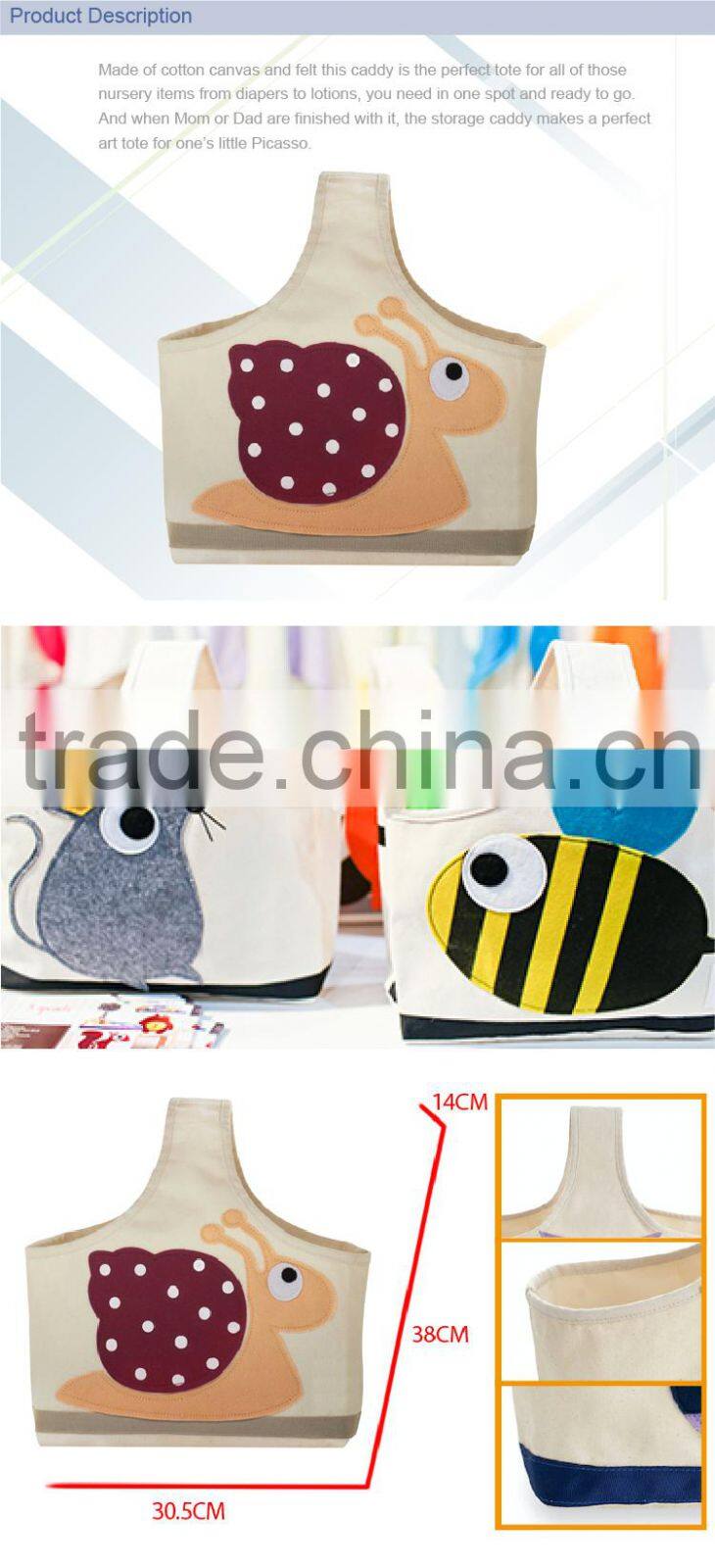 High Quality Cotton Polyester Canvas Felt Storage Caddy for Children