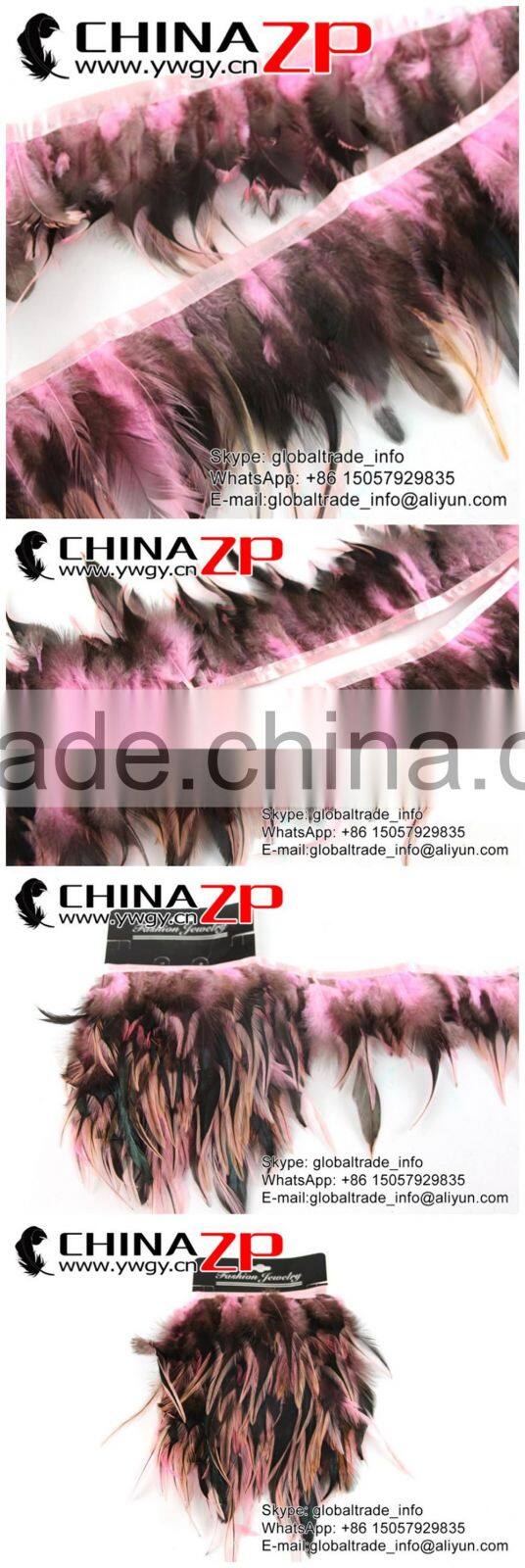 ZPDECOR Plumage Manufacturer Wholesale Cheap Cock Fringe Directly Dyed Light Pink Rooster Saddle Feathers Trims