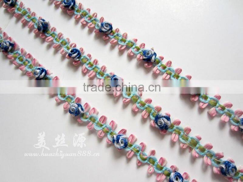 colourful rose fabric lace trim