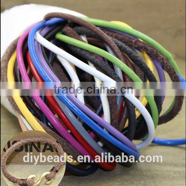 wholesale price 3mm round real leather cord for making bracelets jewelry round leather string