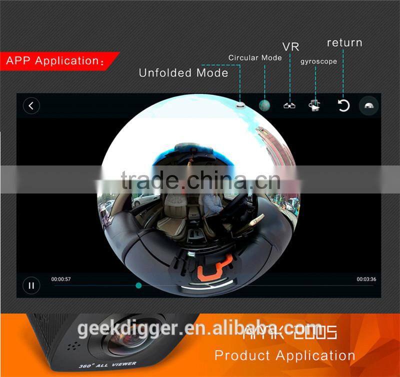 Digital Camera 360 Degree with dual lens 220 Degree Fisheye with HD 960P/30fps AMK200S 8.0MP WiFi Action Camera
