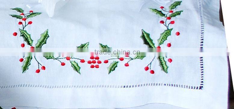 embroidery cotton linen mixed color border table clothes