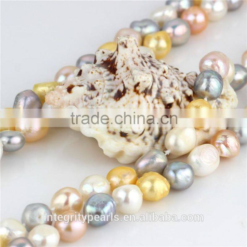 11mm AA baroque long inches freshwater mixed color pearl necklace