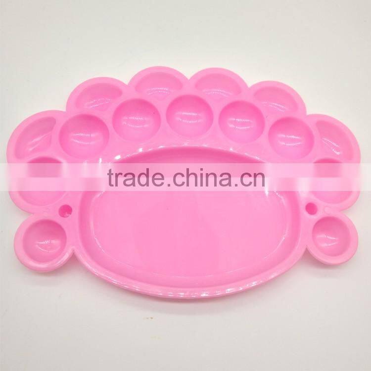 Art Craft Material Supplies Wholesale Children Watercolor Plastic Palette, Animal Foot Shaper 16 Wells Color Palette