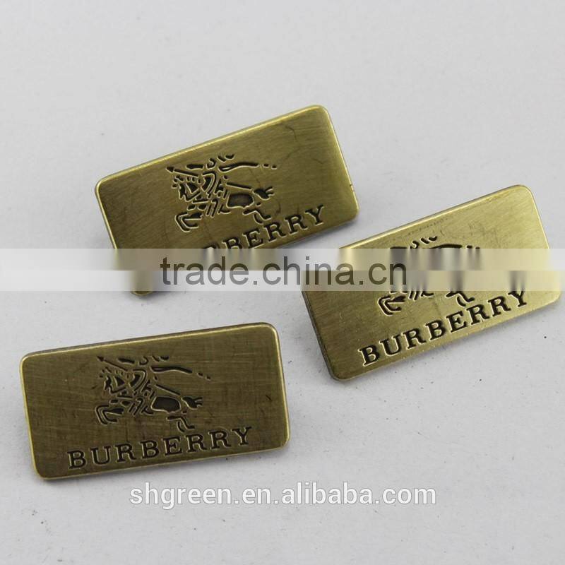 Perfect brand logo metal swing tag with metal chain