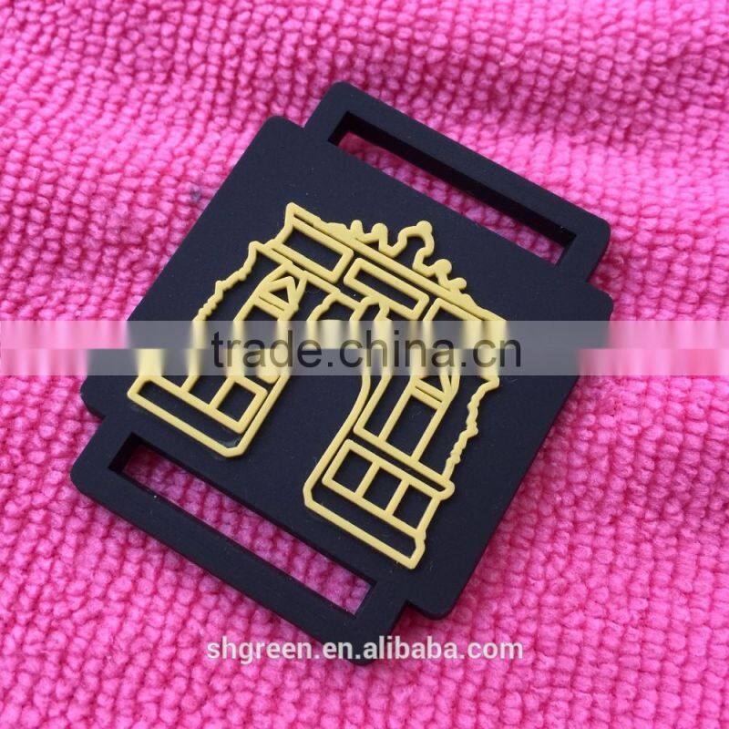 Eco-friendly silicone logo rubber patch with sewing holes for boots