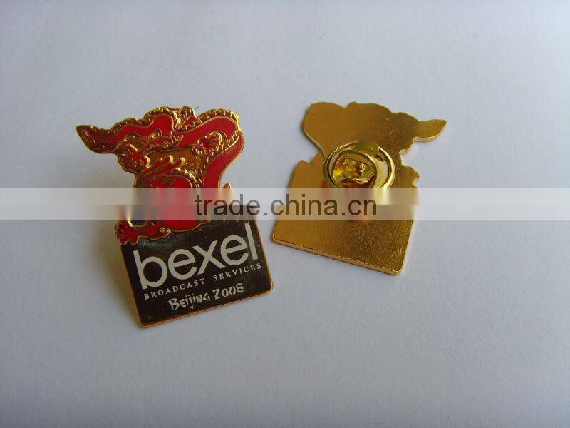 2014 Hot Sale Shiny Gold Custom Metal Pin Badge With Enamel
