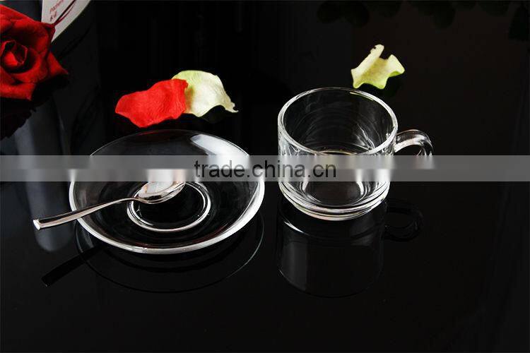 Espresso cups High Quality Glasss Coffee Cup with saucer and spoon