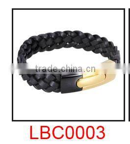 Handmade Mens white leather wrap straps bracelet