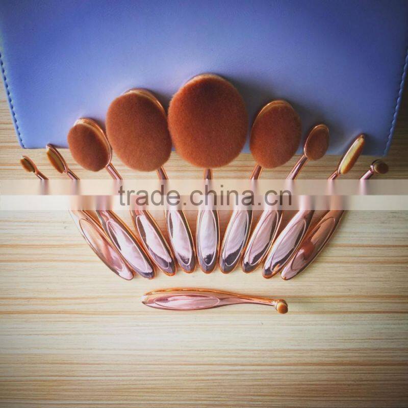 New Hot Sale Oval Toothbrush Makeup Brush Set Face Use Brush Oval Puff Brush 10 Pcs