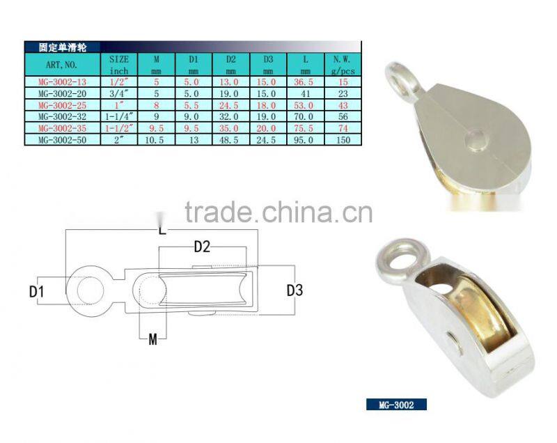 High Quality Zinc Alloy Small Fixed Single Metal Pulley and Double Pulley