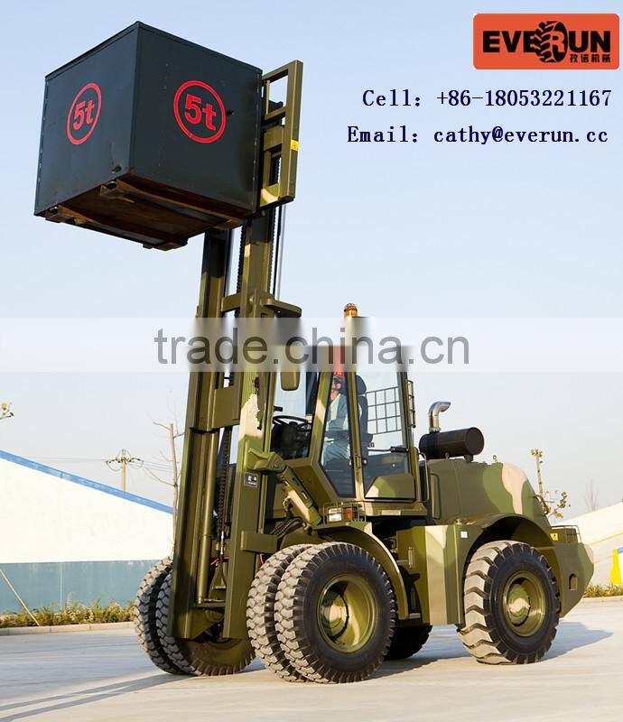 Everun 4X4 Rough Terrain Diesel Forklift 5 tons with Cummins Engine(ER5000)
