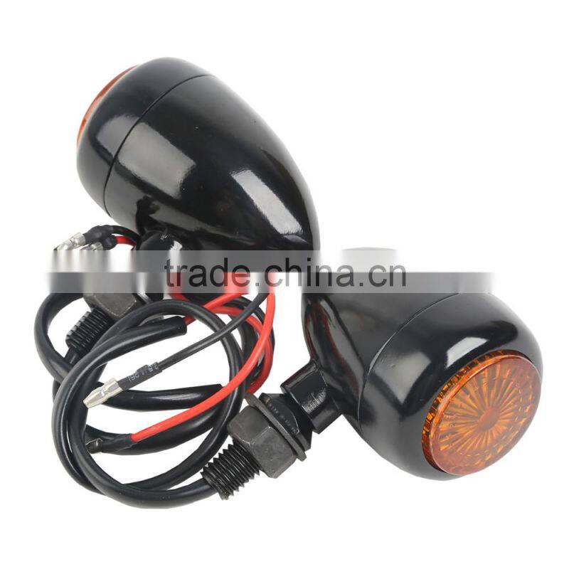Black Metal Mini Bullet Turn Signal Blinker Amber Len For Choppers Bobber