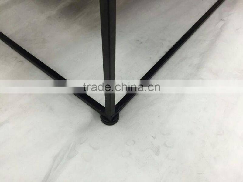 Cheap modern carrara white marble top black steel coffee table