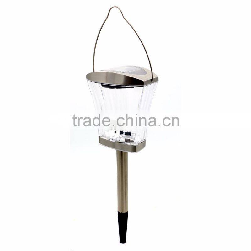 12pk 3-in-1 Stainless Steel Glass Lens Solar Garden Lawn LED Path Light