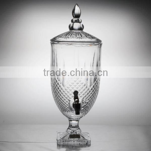 large size machine pressed beverage used glass dispenser with tap