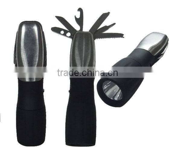 Outdoor 6 in 1 emergency hand tool with torch light
