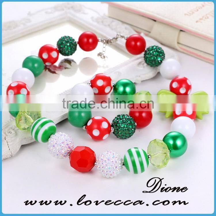 Small Colorful balls green girls' bowknot Christmas charm ornament bracelet