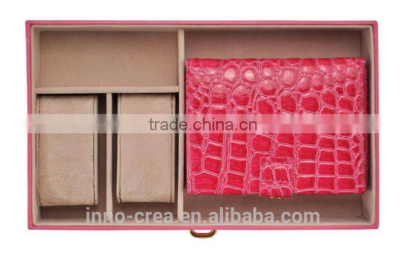 2015 Crocodile PU Leather Travel Case and Lock Organizer