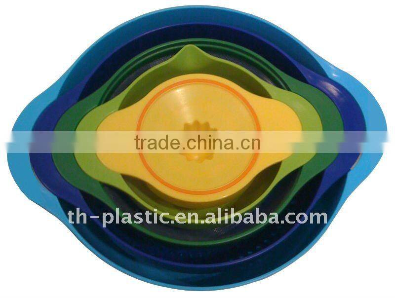 plastic 5PCS Multi-colored mixing salad bowl set