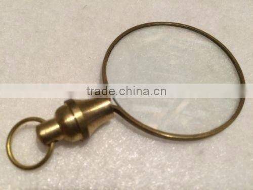 brass large magnifing glass for office used