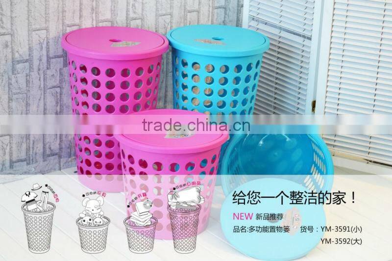 emc plastic round laundry basket with lid,storage box