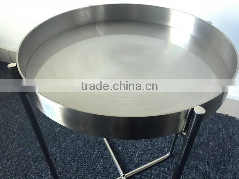 Wholesale living room furniture chrome plating sofa side table with metal folding legs