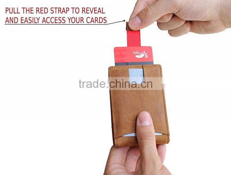 RFID Blocking Bifold Slim Genuine Leather Thin Minimalist Front Pocket Wallets for Men Money Clip - Made From Full Grain Leather