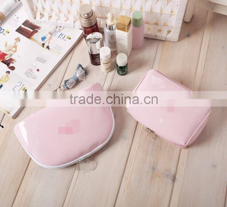 Lovely princess pink carry makeup bags PU cosmetic bag toiletry bag