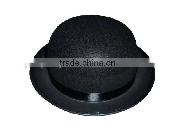 2017 new fashion products custom fitted wool felt bowler hat wholesale with black ribbon for adult gentlemen made in china