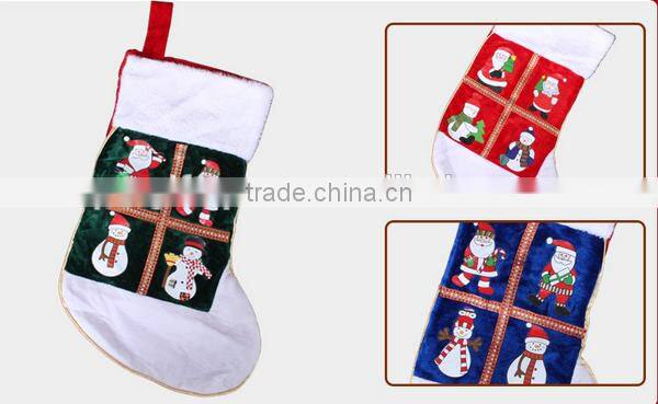 New premium three colors of Santa Claus snowman pattern the polyester stocking hanger holder set felt Christmas socks decoration