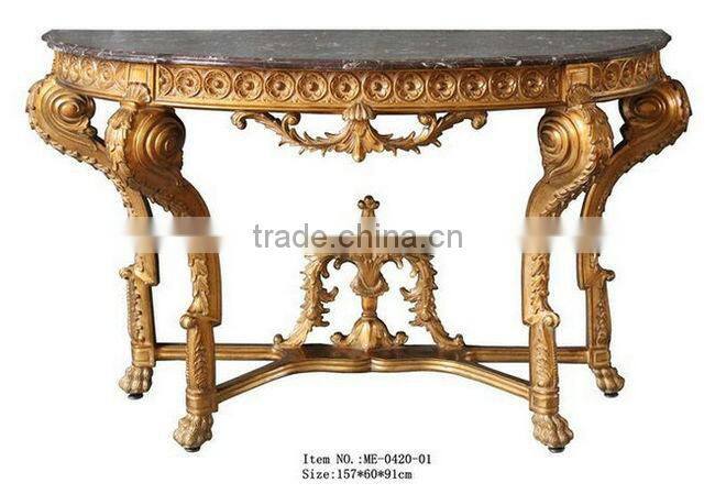 Living Room Furniture Set Classical Marble Top Console Table With Framed Mirror