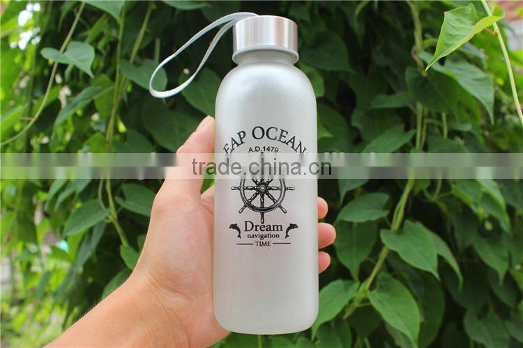 Frosted glass water bottle with cloth cover