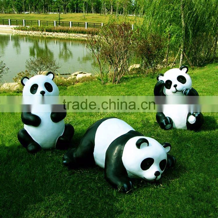large outdoor decorations fiberglass garden panda statue for sale