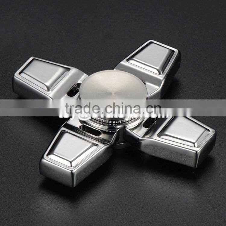 Aluminum Metal Alloy Decompression Desk Hand Toy Four Angle EDC Finger Fidget Spinner W01A285