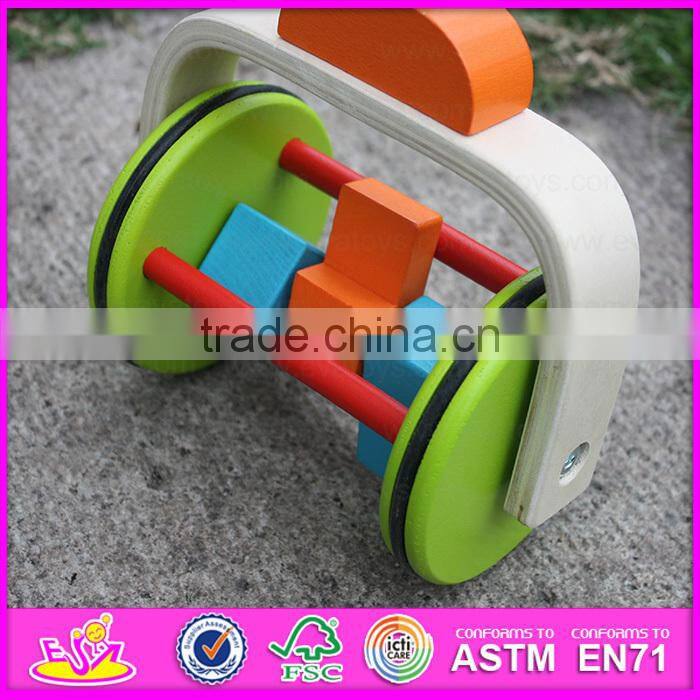2015 Hot new wooden hand push cart toy for kids,Classic Cartoon Cart Wooden Push Toy,Baby favorite wooden push cart toy W05A010