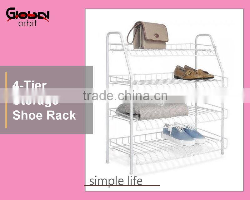 Simple designs Vinyl Coated Boot Tidy Storage Stand 4 Tier Metal Shoe Rack