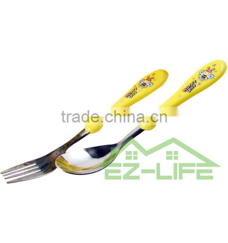 Korean cute stainless steel baby spoon and fork set