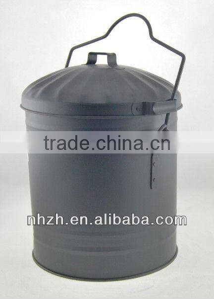 household matte black metal round bin