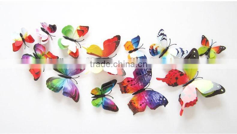 Bilayer 3D Butterfly Wall Sticker Double-deck Butterflies Decor Wall Sticker Decorative Twin-layer