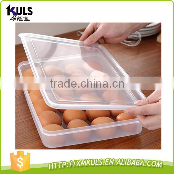 Clear plastic storage box with cover to keep eggs fresh in refrigerator